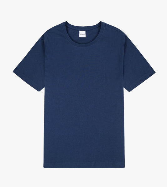 Entwerfen Sie Ihren eigenen Pullover oder Ihr eigenes T-Shirt, hier ein marineblaues T-Shirt aus normaler Baumwolle, Sie können aus mehreren verschiedenen Drucken wählen