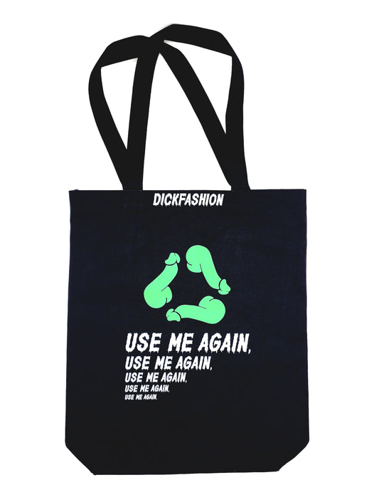 Eco-smart and stylish cotton totebag, a fun and smart fabric bag or fabric bag with the text - use me again and again and again