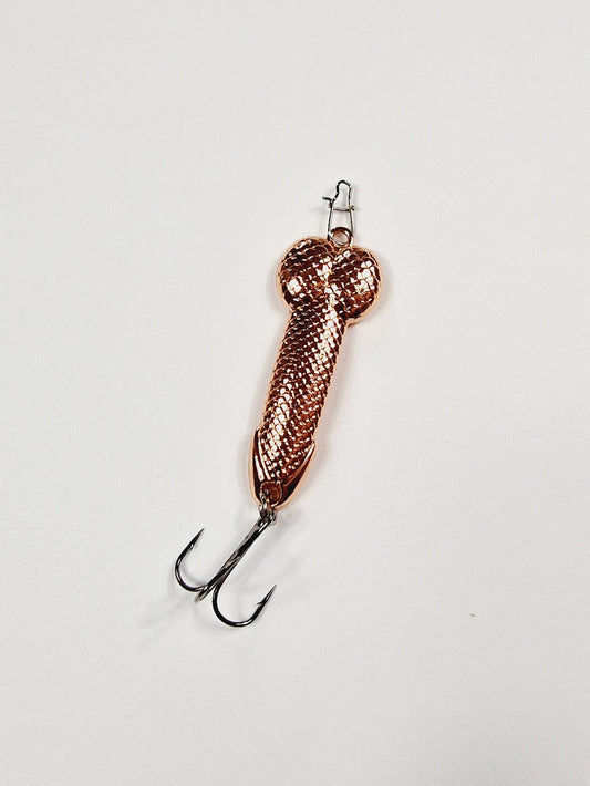 Divertido señuelo de pesca en forma de pico en cobre.