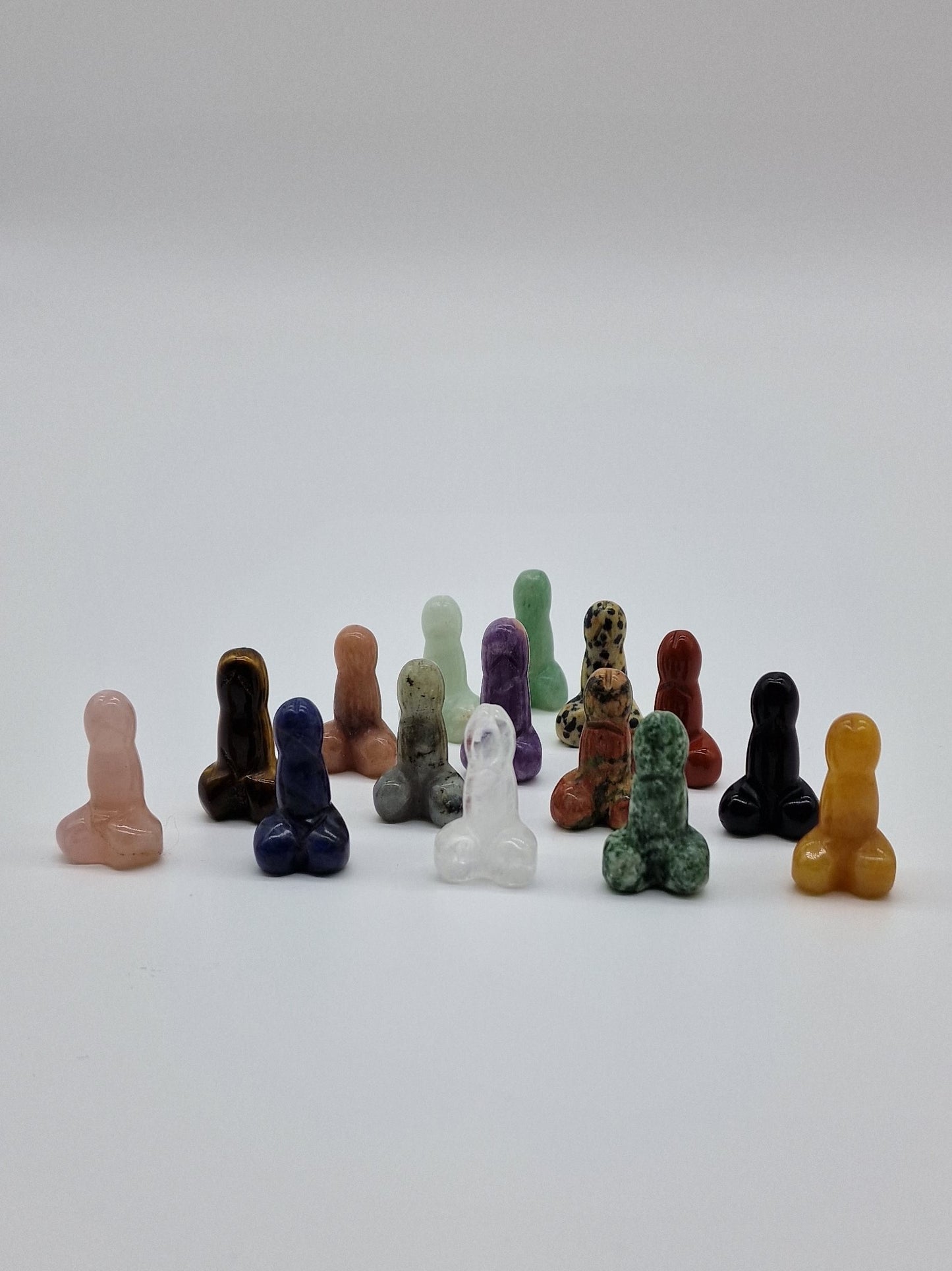 Kristall snoppar eller penis - 15 mixade stenar för priset av 10. Plus en sametspåse, en bag of dicks